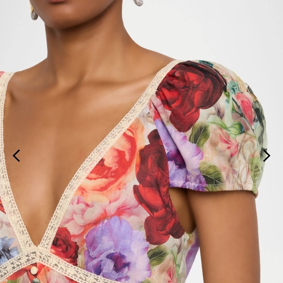 NWT | Alice + Olivia Floral Mini Dress | Size 6 | Multicolored | Lace Detail - Picture 4 of 8